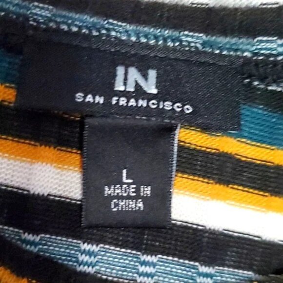 IN San Francisco Retro Dark Green Striped Soft Ribbed Knit Long Sleeve Sweater - Picture 7 of 8